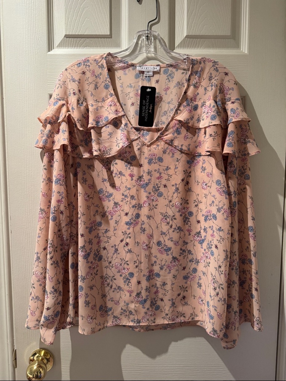 Blank NYC Pink Floral Ruffle Blouse